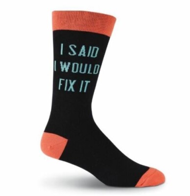 K. Bell Men's Mr. Fixit Socks, ''I Said I Would Fix It'' Shoe Size 6.5-12