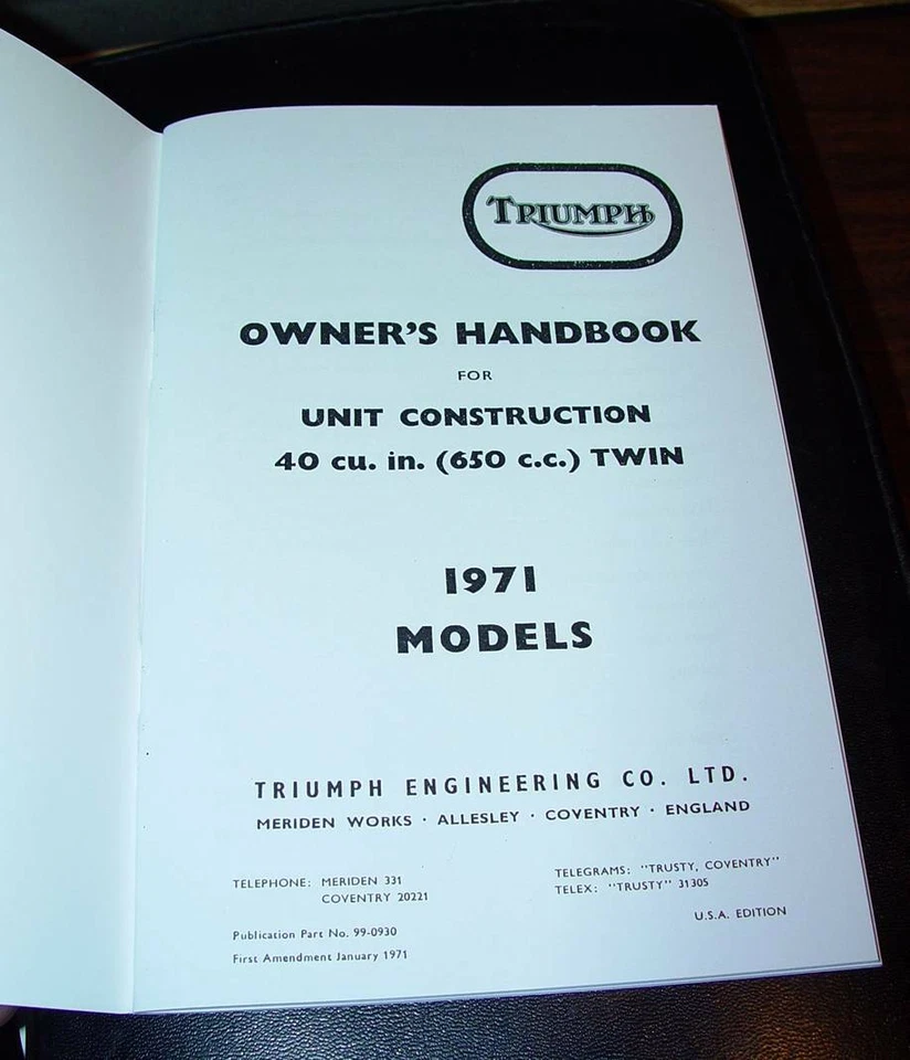 1971 Triumph T120, Bonneville, Tiger, Trophy. OIF, FABRICANTE DE EQUIPAMENTO ORIGINAL, MANUAL DO PROPRIETÁRIO, NOVO - Imagem 2 de 4