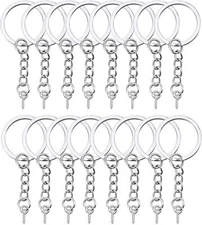 100Pcs Keychain Rings With Chain Open Jump Rings And Screw Eye Pins For Crafts