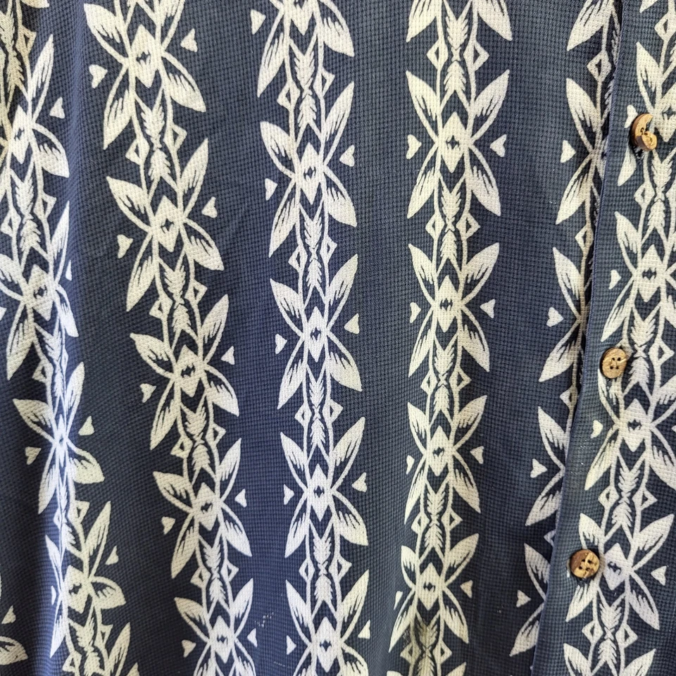 Grant Thomas 夏威夷丝绸露营衬衫男式 XL 花卉条纹纽扣领 — 第 4/4 张图片