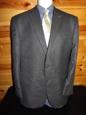 Chaps by Ralph Lauren 44R Gray Houndstooth Sport Coat with Leather Elbow Patches