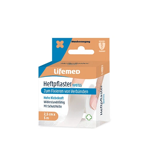 Lifemed Heftpflaster 5 m x 2,5 cm weiß "Classic" latexfrei (12 Stück) - Bild 1 von 1