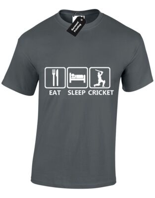 EAT SLEEP CRICKET HERREN T-SHIRT ASHES OVAL SPORT BATSMAN T20 PLAYER GENTS NEU