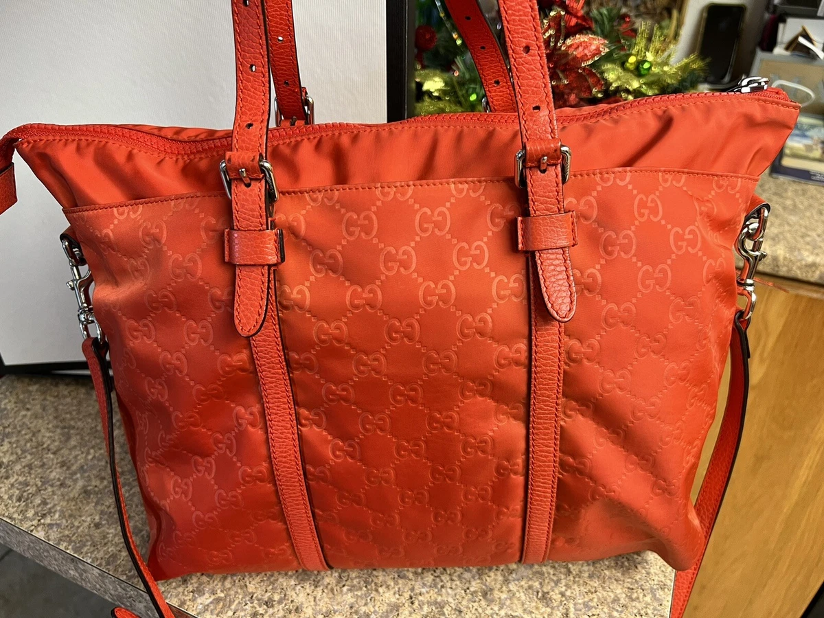 Gucci Light Red Guccissima Nylon Tote