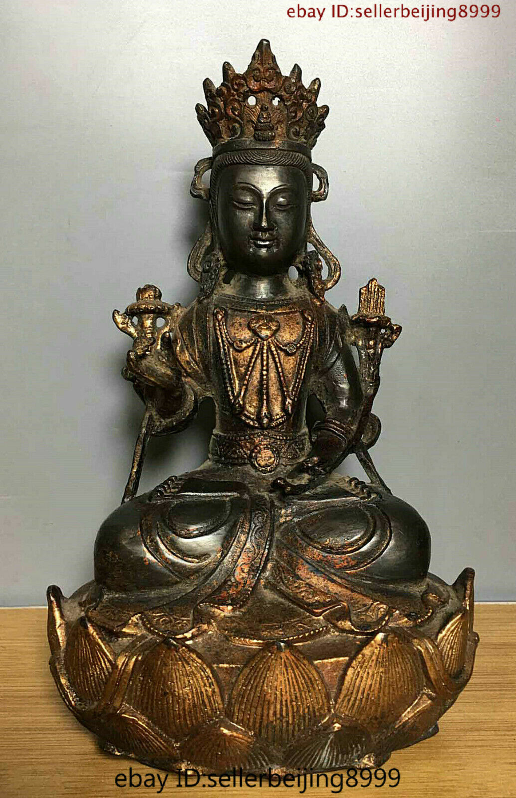 Collect Folk China Chinese Tibet Buddhism Temple Bronze Kwan-Yin Statue 0810