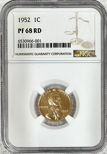 1952 PROOF LINCOLN WHEAT CENT NGC PF68RD