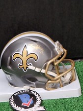 Deonte Harris Autographed New Orleans Saints Flash Mini Helmet Witness Beckett