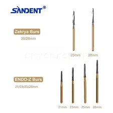 5/6 PCS Dental ENDO-Z/Zekrya Bur Carbide Tungsten Steel FG Gold 23/25/28mm