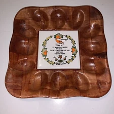 Vintage apology poem florida Egg Deviled Serving Tray Tile Wood Woven