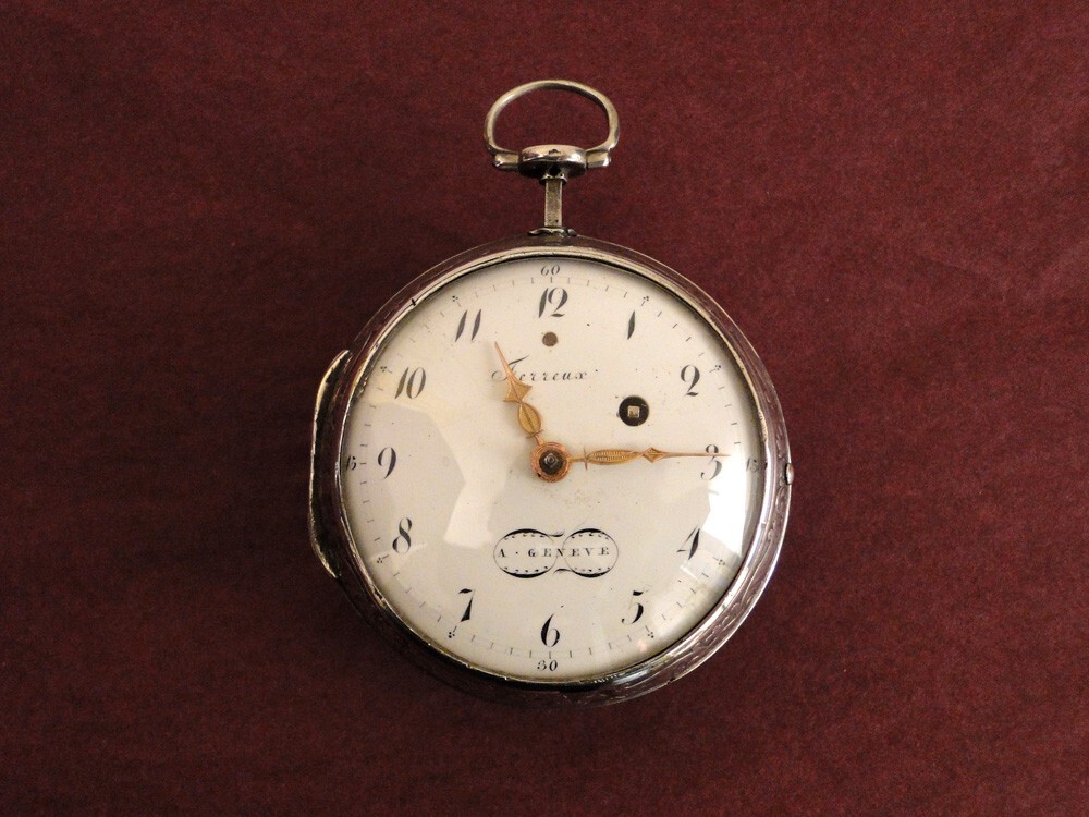 Montre oignon Louis XIV argent massif scènes chasse Ferreux Genève