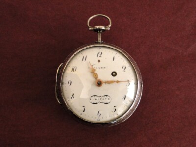 Louis XIV Onion Watch Solid Silver Hunting Scenes Ferreux Geneva