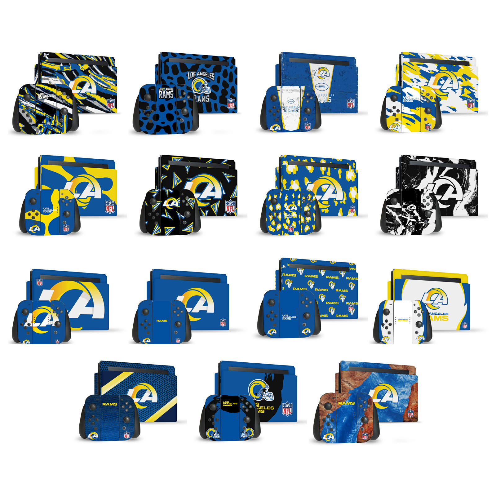 OFFICIAL NFL LOS ANGELES RAMS VINYL SKIN DECAL FOR NINTENDO SWITCH BUNDLE