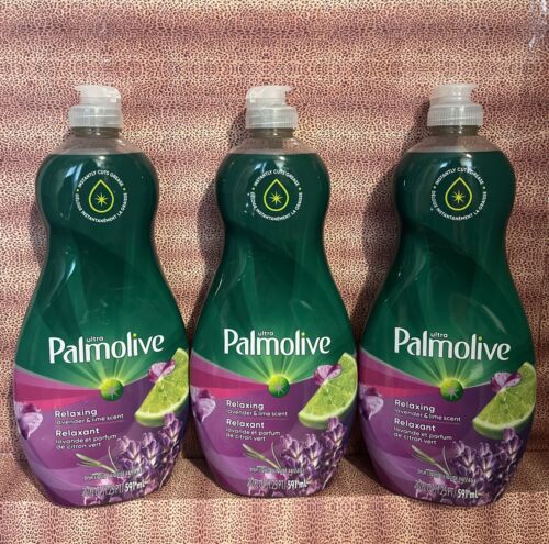3x Palmolive Dishwashing Liquid Dish Soap RelaxingLavender & Lime Scent 20oz Ea.