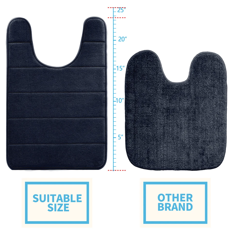 Alfombra de inodoro de espuma viscoelástica contorno en forma de U BETUS - 16" X 24" Foto 3 de 4