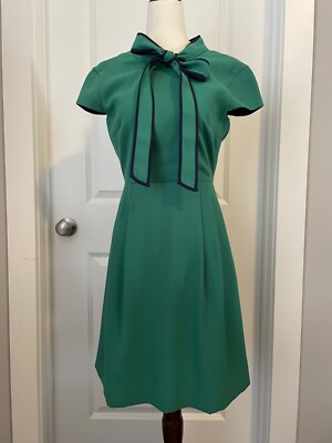 J.Crew Bow Tie Neck Dress in 365 Crepe Cap Sleeve Green Womens Size 00P | eBay J.Crew Bow Tie Neck Dress in 365 Crepe Cap Sleeve Green Womens Size 00P | eBay