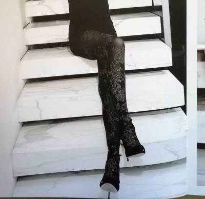 Philippe Matignon Women's Opaque Tights With Floral Print - Grand Gala