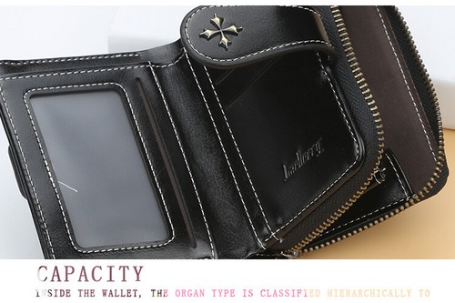 Women's Leather Small Bifold Zipper Pocket Wallet Card Case Purse with id Window - Picture 21 of 34
