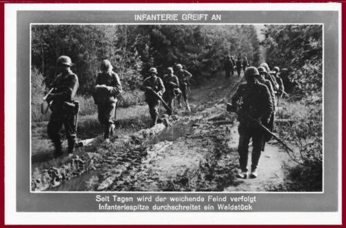 German WW 2 Third Reich postcard WEHRMACHT - Infantry Attacks