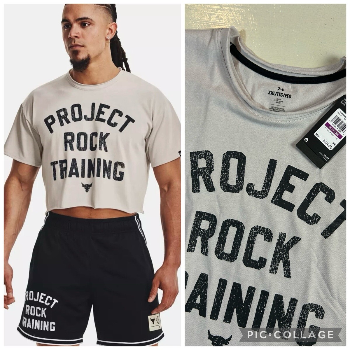 Under Armour Men 2XL Project Rock Muscle Training Gray Cutoff