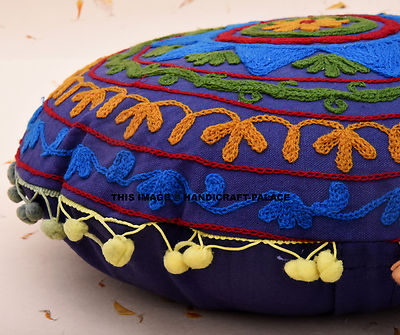 Indian Uzbek Hand Embroidered Suzani Cushion Cover Vintage Bed Decor Pillow Case