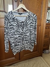 STAR Julien Macdonald Zebra Print 3/4 Sleeve Cardigan Size 16 VGC