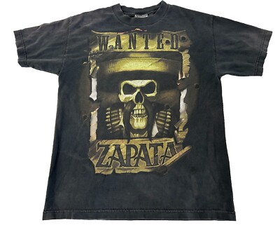 Vintage Emiliano Zapata T-Shirt Size Medium Wanted Mexico Revolution ODM Skull