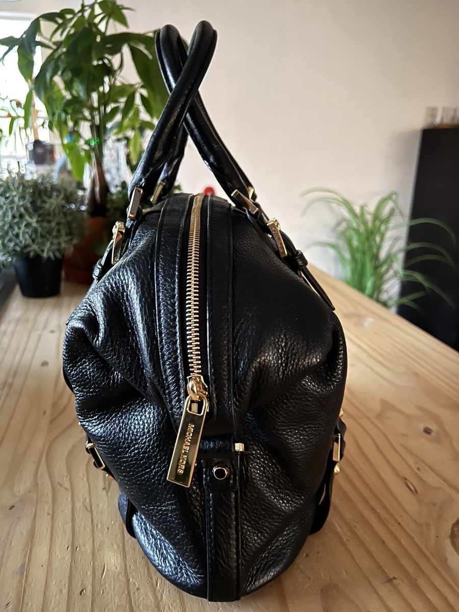 michael kors leather Bedford Belted Satchel black handbag No Strap