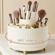 Image of 360° Rotating Makeup Organizer - 1pc Plastic Cosmetic Storage with 5 Compartment
