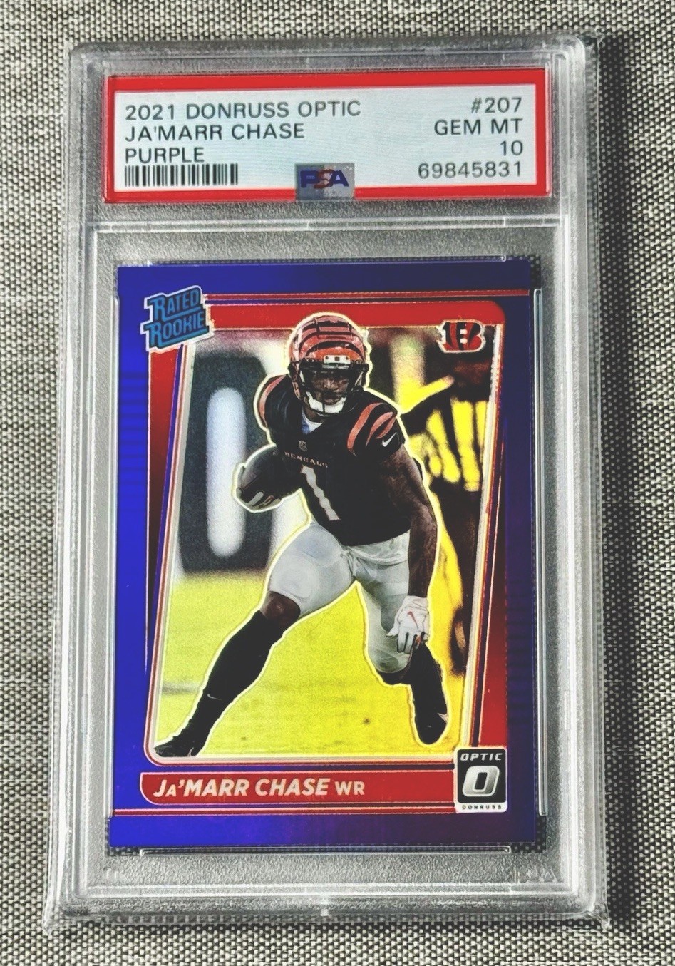 ‼️ONLY 9 EXIST‼️2021 Donruss Optic JA’MARR CHASE Purple #207 RC 21/50 BENGALS