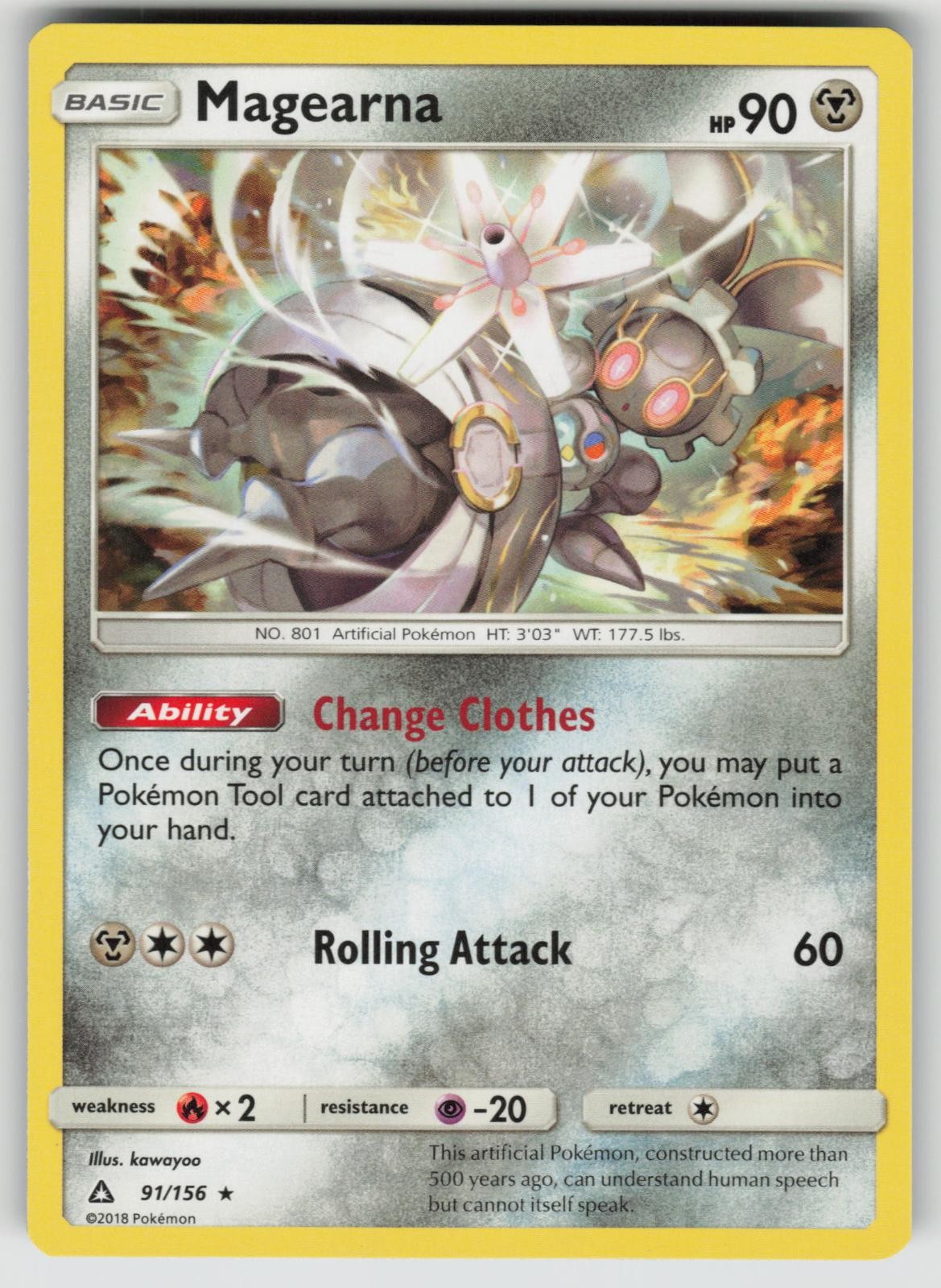 Magearna 91/156 Rare Ultra Prism Pokemon Near Mint