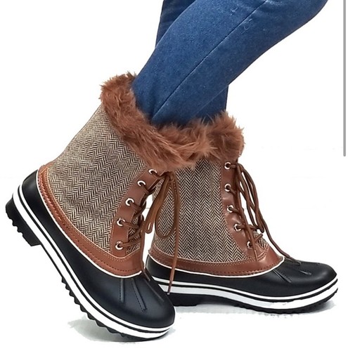 Waterproof Snow Boots Winter Warm Snow Faux Fur Lined Flat Mid Sz 12 - Bild 7 von 7