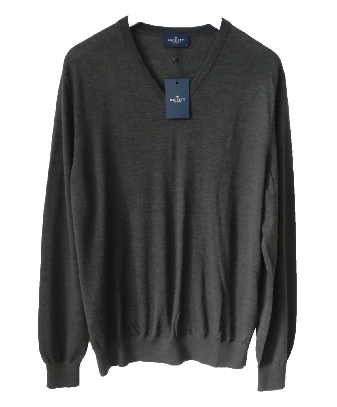 HACKETT * BNWT * SIZE L DEEP GREEN MEN'S FINE MERINO V-NECK JUMPER RRP £130
