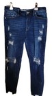 Kancan Straight Leg 13/30 Dark Wash Distress Jeans Mid Rise Ankle Length Stretch — photo 1