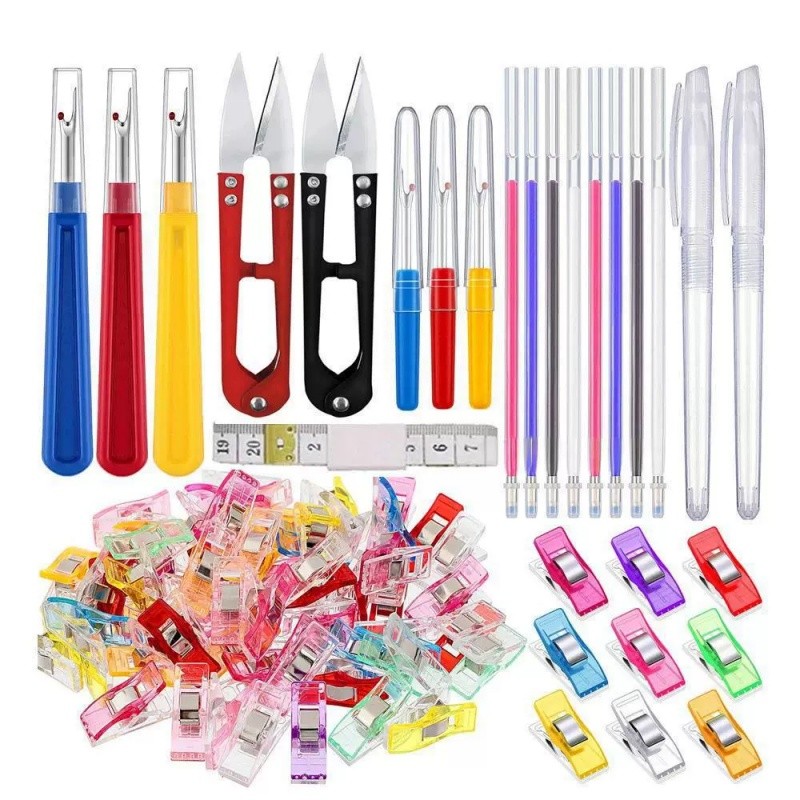 All-in-One Sewing Kit 20 Colorful Quilting Clips + Basic Sewing Tools ...