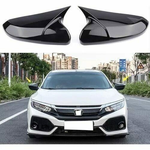 Side Mirror Cover Caps Rearview Cover For Honda Civic 2016-21 Glossy Black