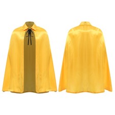Unisex Halloween Knight Cape Shoulder Wrap Gold Trim Renaissance Viking Costume