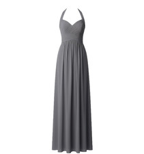 Bill Levkoff Bridesmaid Formal Gown Sz 8 Gray Chiffon Halter Sweetheart Prom Wed