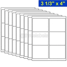 3-1/3" x 4" Address Shipping Laser Ink Blank Mailing Labels 6 Labels Per Sheet