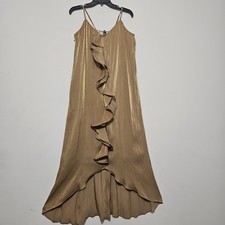 Steve Madden Women Dress Medium Fit 8/10 Brown Slip Shimmer Sleeveless Strap New