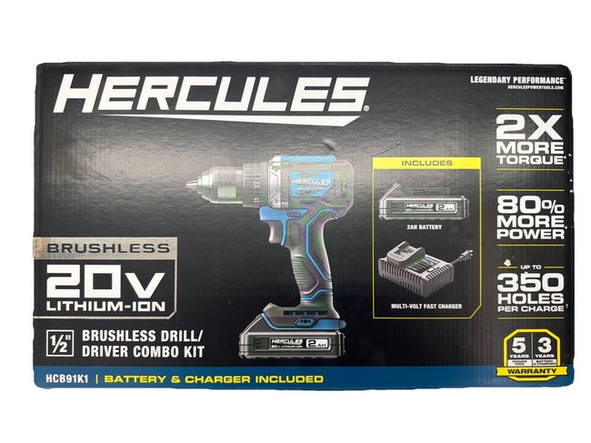 Hercules 20V Brushless Cordless 1/2 in. Drill/Driver Kit