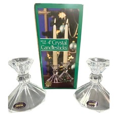 American Crystal Collection 4" Lead Crystal Candlesticks Set of 2 Made in USA