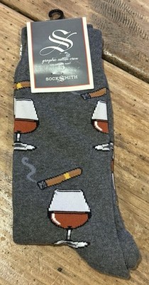 NWT SockSmith Men s Novelty SOCKS  Brandy Dandy ~Size 10-13~STRETCH Cotton GRAY