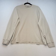 Uniqlo U AIRism T-Shirt Mens Medium Relaxed Beige Tan Long Sleeve Crewneck