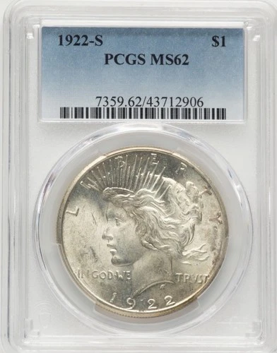 1922-S PCGS MS62 Peace Dollar $1 Original Coin