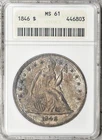 1846-P Seated Liberty Dollar ANACS MS61 Old Soapbox Holder! #7GHU