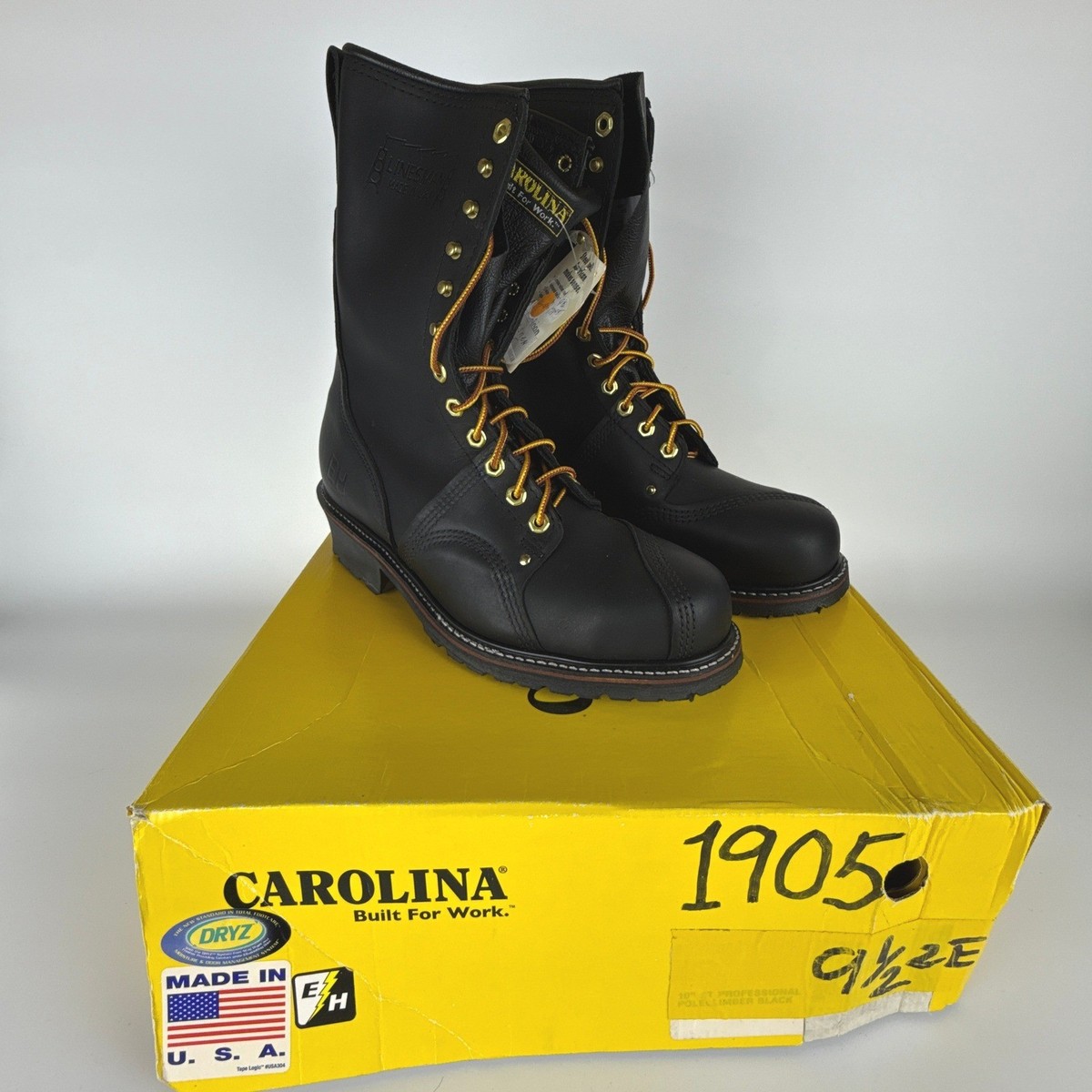 Carolina 1905 Linesman Boot Saefty Toe Vibram Union Made In USA Black Mens 11 2E Carolina Workwear Steel Toe Boots for Men for Sale | Shop  main image 4