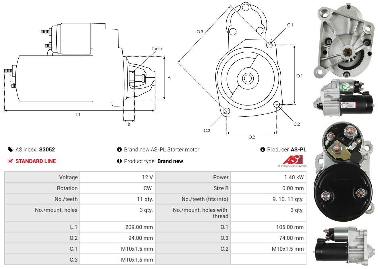 Fits AUTO-STARTER S3052 STARTER 12V 1.4KW ⭐UK Stock⭐ - Image 5