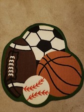 Brand New Childs Room Sports Rug - Football, Soccer, Basketball,  Baseball