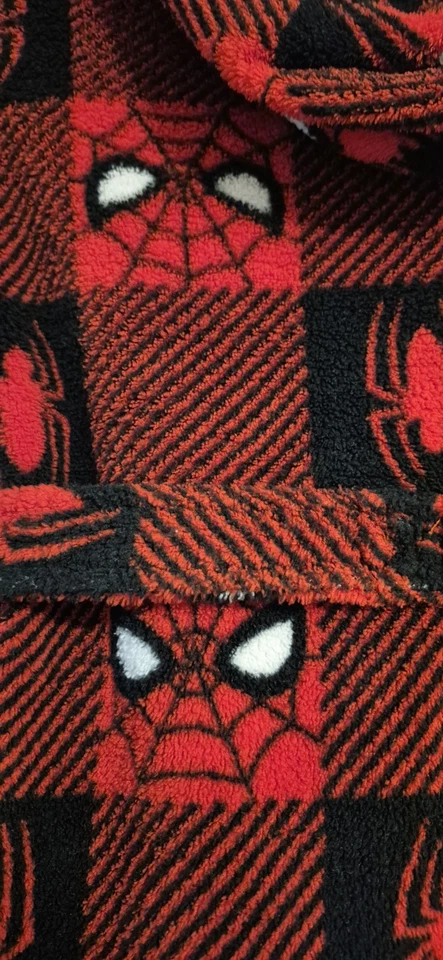 Красный и черный клетчатый халат Marvel Spiderman для мальчиков размер 10 1 шт. пижама халат б/у в отличном состоянии - Изображение 4 из 4