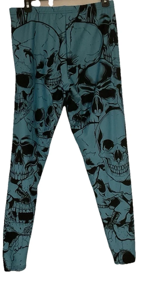 Храбрый новый вид леггинсы скелет череп SZ 1 XL синий день мертвый Хэллоуин - Изображение 3 из 4